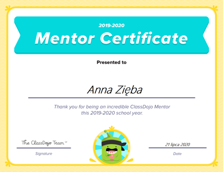 Mentor certificate 2019 20202x